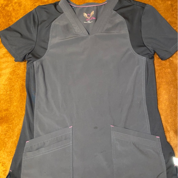 Gray Smitten Scrub Top - Picture 1 of 3